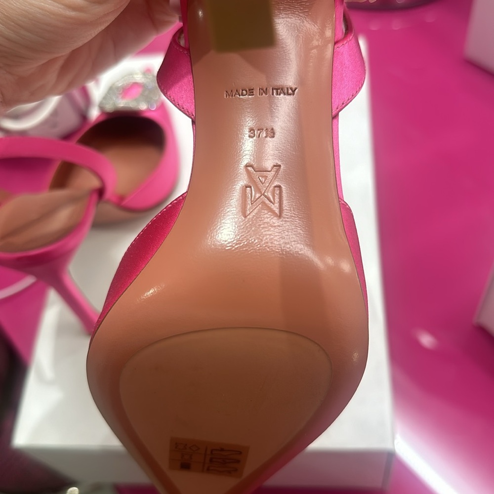 Amina muaddi 105 mm sling back satin pumps - Picture 4 of 6
